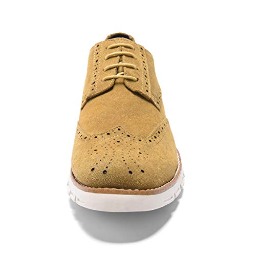 Men’s Oxford Sneaker Dress Shoes-Stylish Wingtip Brogue Oxfords Casual Suede Shoes Work Travel Gift khaki-75 D (M) US - Thumbnail 3