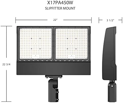 RAB X17PA450NSF/PCT Power-Adjustable (250W/350W/400W), high-Output LED floodlight, twistlock photocell, Slipfitter Mount (120-277V, 4000K)