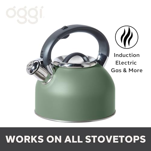 image for OGGI Tea Kettle for Stove Top - 64oz / 1.9lt, Stainless Steel with Lou