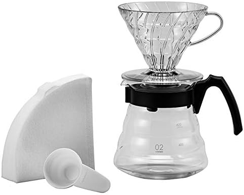 Hario Zestaw do kawy dla początkujących 4-częściowy szklany czarny V60 Craft Coffee Maker 17, 3 x 24,5 x 13 cm