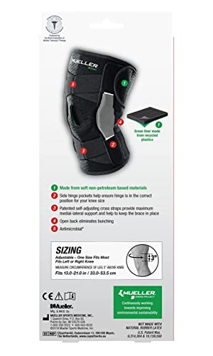 image for MUELLER Sports Medicine Green Self-Adjusting Hinged Knee Brace, Knee P