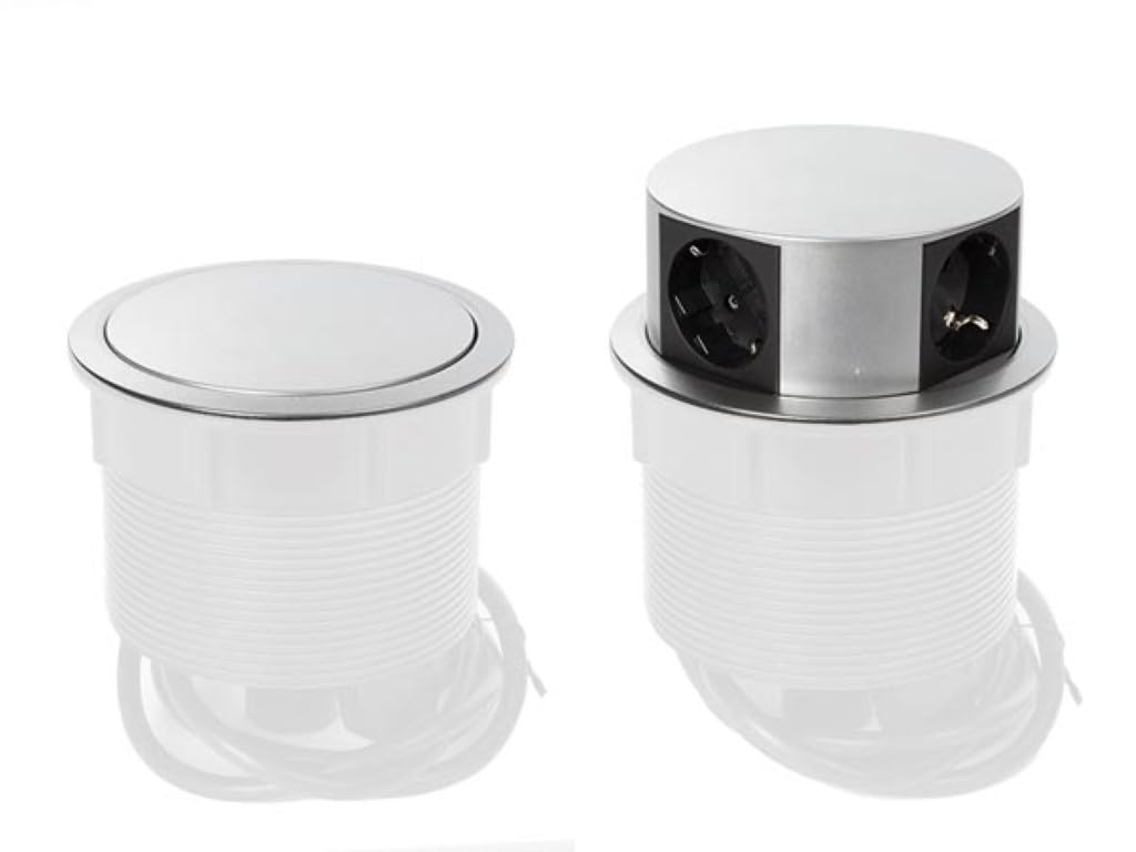 Perel EBP04-G 4-Way Pop-Up Desktop Enchufe, Schuko