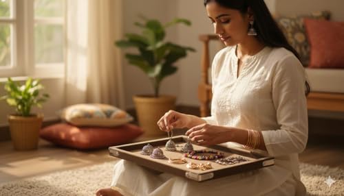 Image of Premium Coco Velvet Jewellery Display & Beading Tray | 12 x 9 Inch Organizer Tray for Necklaces, Bracelets, Cosmetics & Craft Storage | Soft Velvet Finish, Durable & (Pack of 1) (COCO)