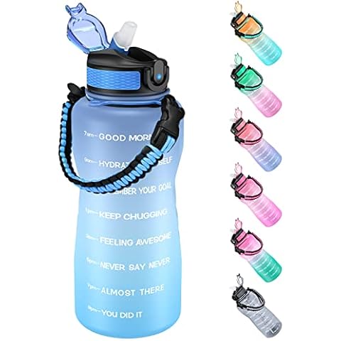 TOPBADE Trinkflaschen mit Strohhalm 2 Liter Cover