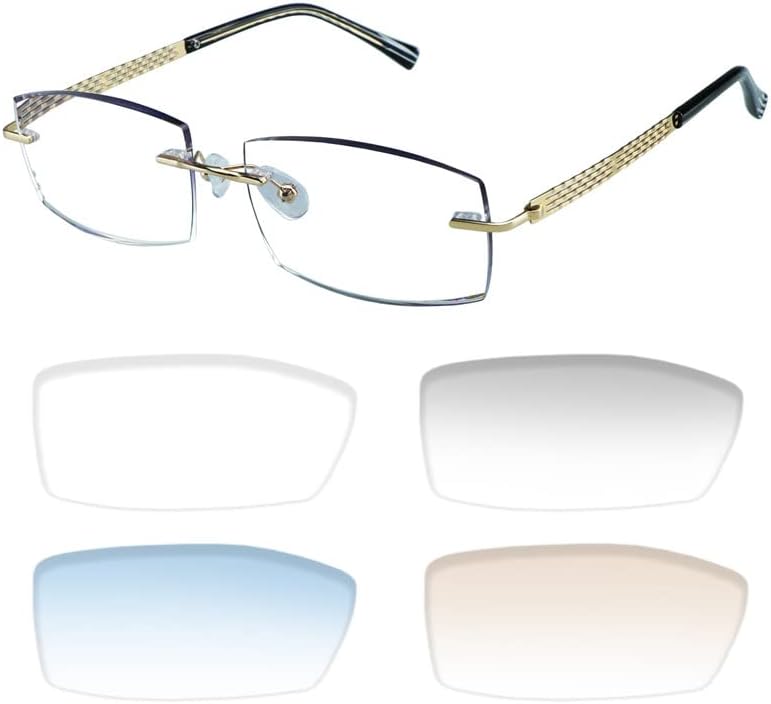 VisionGlobal Lentes de lectura con bloqueo de luz azul sin montura con lente personalizada que reducen la fatiga ocular con diamantes elegantes para