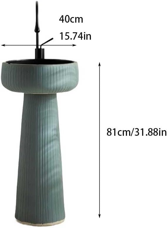 Stylish Bathroom Countertop Vessel Sink Vertical Washbasin, Outdoor Column Pedestal Sink for Villa Vanity, Modern Design, Material, Easy Installation