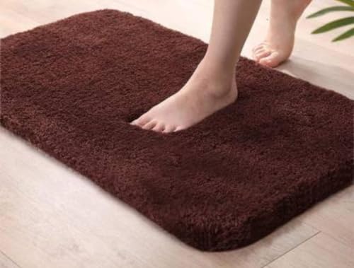 Image of HOWNICE Door mat for Bedroom,Bathroom,Kitchen,Living Room,Home Entrance,Room Mats,Foot Mats,Floor mat,Main Door,Rug,Non Slip Mats,Door Mate,Fluffy,Doormat,Door Matt (Microfiber Bath Mat Brown)