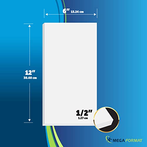 Image of Mega Format Expanded PVC Plastic Sheets - 6 inch X 12 inch Rigid White Sheet for Crafts, Signage, & Displays - Sintra, Celtec PVC Board - Waterproof for Outdoors Use - 1 /2 inch 12mm Thick - 1-Pk-White