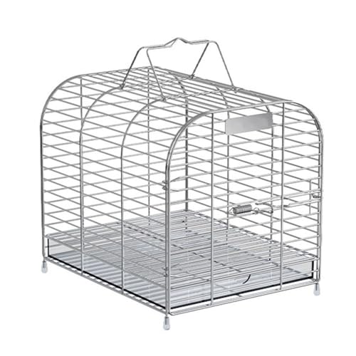 Flugkäfig Edelstahl Vogelkäfig Tragbare Handheld Käfig for Outdoor Pet Tragen Papagei Java Sparrow Canarie(Groß)