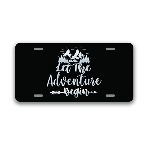 JMM Industries Let The Adventure Begin Scenic Forest Mountains Vanity Novelty License Plate Tag Metal Car Truck 6-Inches by 12-Inches Etched Aluminum UV Resistant ELP155