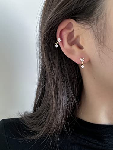 Image of DAILY VIBES Dainty Butterfly Cross CZ Small Huggie Hoop Earrings for Women