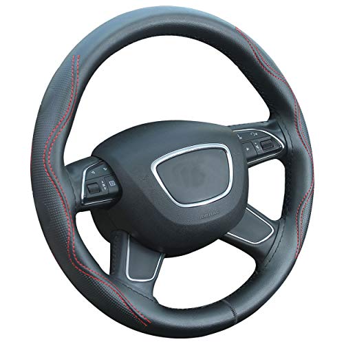 Fundas para volante de coche Cubierta de volante universal del automóvil de bricolaje 37-39 cm Antideslizante elegante para trabajo pesado no tóxico con aguja e hilo