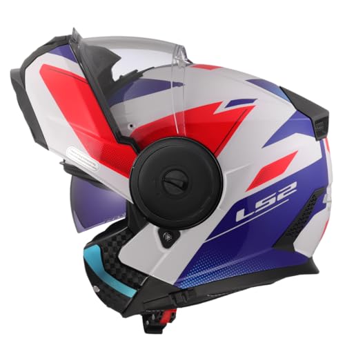 Omologato ECE 22.06 LS2, Casco Moto Modulare SCOPE II DURIA White Blue Red, M