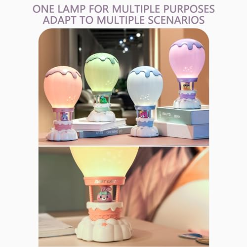 Lámpara de noche globo aerostático LED recargable morada miniatura 2