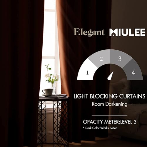 Image of MIULEE Rust Blackout Bedroom Curtains Drapes 96 Inch Long 52 inchx96 inch | Grommet Top, Room Darkening Window Drapes, Privacy Protection, Thermal Insulated, Heat Blocking, Light Blocking