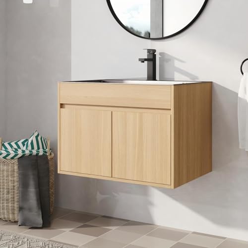 Mocoastn 28 Inch Bathroom Vanity, 28" Floating Vanity with Sink,