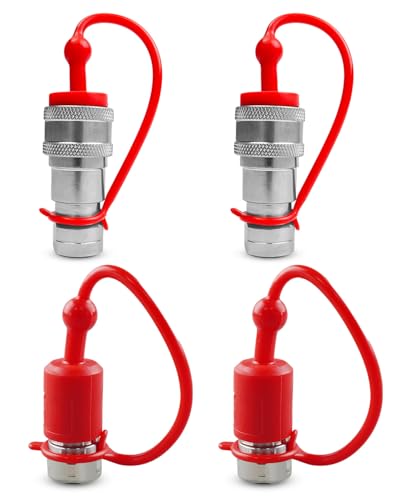 Image of Hydraulic Quick Connector with Dust Caps Fit for Dixon H Eaton HK Faster HNV, Couplings with 1 /4 Inch Body Size and 1 /4 Inch NPT, Fit for ISO 724-B