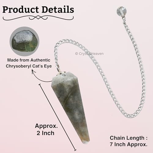 Image of Chrysoberyl Cats Eye Pendulum Dowsing Tool - Natural Crystal Pendulum for Spiritual Guidance - Premium Dowser Pendulum for Accurate Divination and Energy Healing - Perfect for Energy Healing and Chakra Balancing - Handcrafted with Precision and Elegance