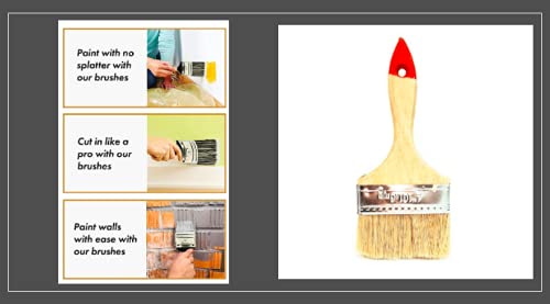 DARIT Set of 1, 1.5, 2, 2.5, 3,4 Inches Bristle Paint Brush Set Chip Paint Brushes Treated Wood Handle Paint Brush, Professional Brush Set, Trim Paint Brush for Wall Furniture Fence Crafts (1) 2