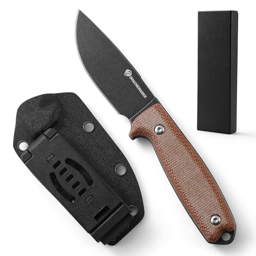 DRACHENADER cuchillo de cinturón de acero inoxidable 14C28N EDC cuchillo de caza de hoja fija, mango de Micarta, incluyendo funda de Kydex