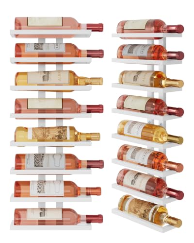 FAVOOSTY Wiszący Regał na Wino, Metalowy 8-Poziomowy do Piwnicy,wina, do jadalni, sypialni, piwnicy wino,biały