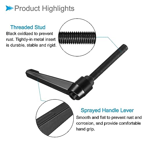 Image of Clamping Lever Handles, M10 x 60mm Male Thread, Adjustable Quick Release Locking Rotating Bolt Knobs Black - (Applications: for Lathe Machinery), 1-Piece