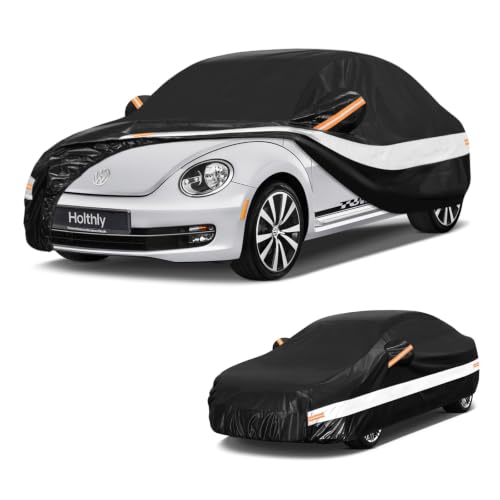 Image of 10 Layers Sedan /Coupe Car Cover Custom Fit for Volkswagen Beetle (1938-2019), Waterproof All Weather for Automobiles, Outdoor Full Cover Sun Dust Rain Protection with Cotton. Black
