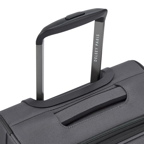 Image of DELSEY PARIS Priscilla 55 cms Small Cabin Polyester Soft Sided 8 Wheels and Expandable Spinner Suitcase /Trolley Bag for Travel with TSA Lock- Anthracite