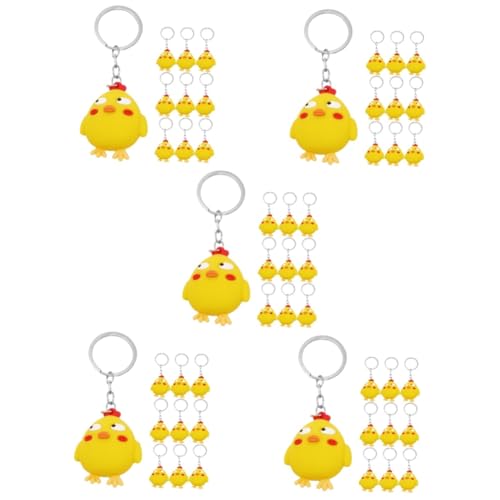 Porte-clés petit poulet jaune Healvian le cadeau mignon en acier inoxydable pour sac à main
