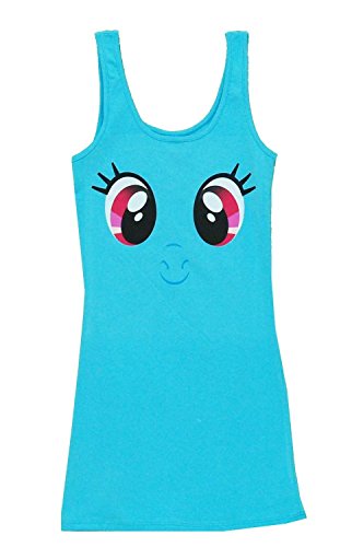 My Little Pony Rainbow Dash Big Face Light Blue Juniors Tank Dress (Juniors Medium)