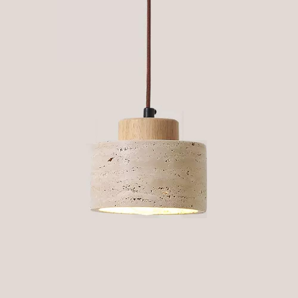 AWEITG Nordic Natural Stone Pendant Light - Mid Century Modern Hanging Ceiling Light Fixture for Dining Room, Kitchen Island, Bedroom, and Bathroom(Log Short)