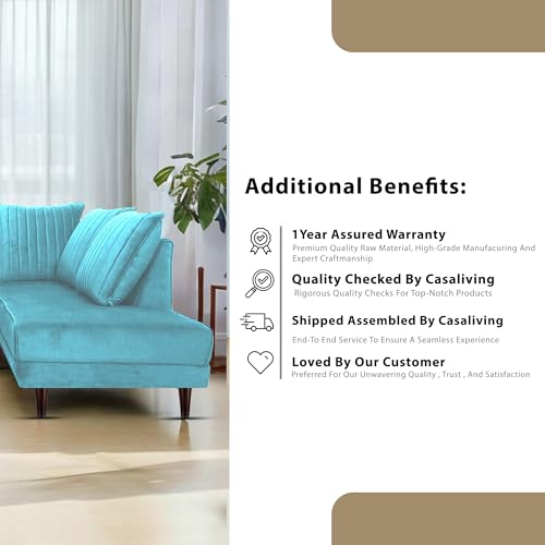 Image of Gratly RHS 4 Seater L Shape Sofa Set for Living Room (Turquise Colour) Premium Fabric Sofa
