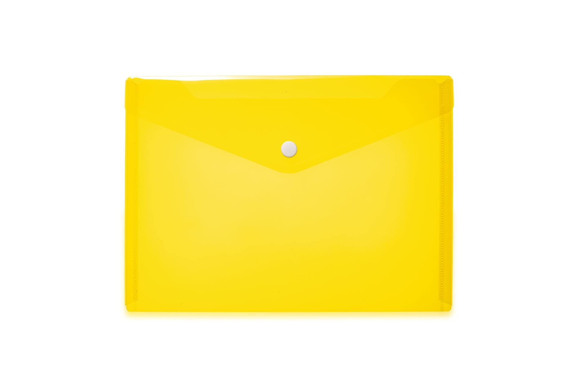 HERMA 20052 Document Wallet A5 Transparent Yellow, Small Transparent Pockets Envelope with Press Stud Fastening, Plastic Envelope for School, University, Office, Travel