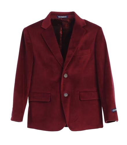 Gioberti Little Boys Formal Velvet Blazer with Designed Buttons, Burgundy, Size 5
