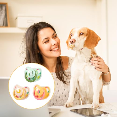 PEUTIER 3 Stück Hundeschnuller, Silikon Welpenkätzchen Beruhigungsschnuller Niedliches Hundeschnuller Kauspielzeug Schnuller Hundespielzeug für Kleine Hunde und Katzen (3 Farben)