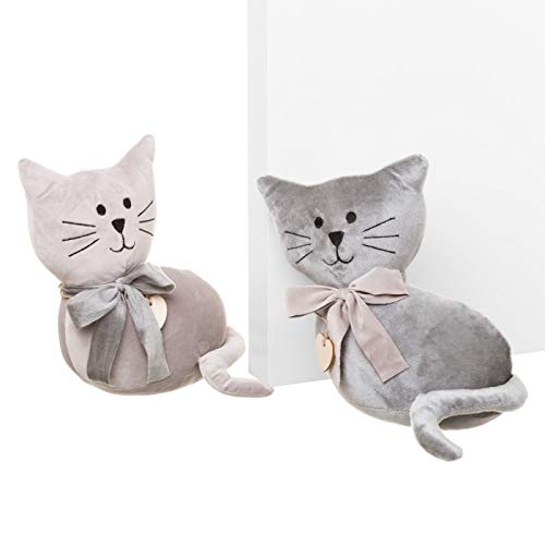 Fermaporta Originale Dcasa A Forma Di Gatto Bianco - Tessuto E Sabbia, Fatto A Mano, Decorazione Casa, 1400g