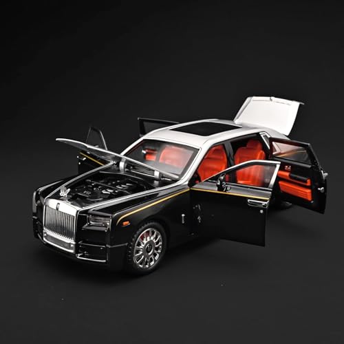 Image of LONGMIRE Rolls Royce Phantom Model Car 1:18 Scale Alloy Metal Pull Back Die-cast Toy Vehicle with Openable Doors Light and Music for Kids and Boys