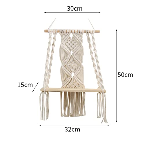 Tuzsocr Boho Macrame Wall Shelf - Cotton Rope Floating Plant Holder for Home Decor Bohemian Tapestry Room Decoration - Image 2