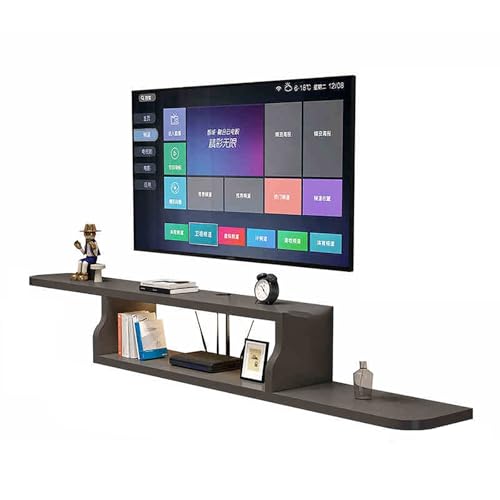 Meuble TV suspendu flottant avec étagère de rangement pour salon