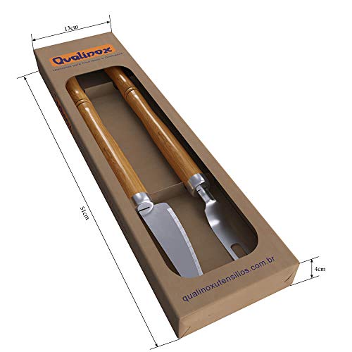 Conjunto Garfo e Faca Multiuso Aço Inox e Madeira Qualinox