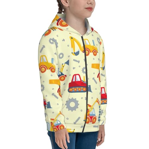 Heavy Equipment Kid Hoodies Boys Zip Up Sweatshirts Girls Pullover with Pocket4