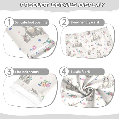 Girls' Leggings Rabbit Bunny Floral Ankle Length Printed Leggings Comfort Pants for Kids 4-10 Years4