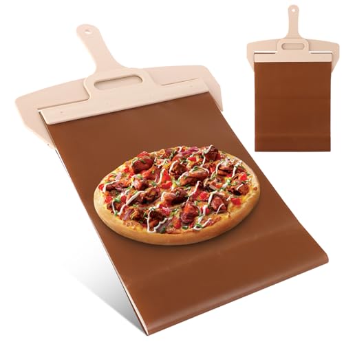 LDXDRU Lot de 2 pelles à pizza 58 x 30 cm - Avec poignée et chiffon de cuisson - Pelle à pizza coulissante - Revêtement antiadhésif - Pour pain, gâteau