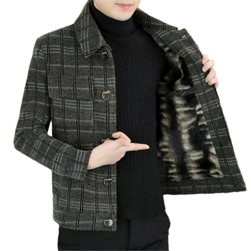Veste d'hiver en laine à carreaux homme coupe ajustée gris
