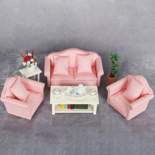 Sofá de casa de muñecas resistente para renovar salones en miniatura 6