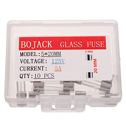 bojack f5al125v 5x20 mm 5 a 125 v fuses 02x078 inch 5 amp 125 volt fast-blow glass fuses pack of 10
