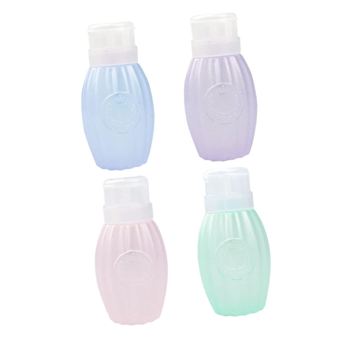 Healeved 4Pcs 200ml Empty Pressing Bottles for Nail Polish Remover Manicure Liquid Dispenser with Colorful Caps Ideal for Salon and Home Use