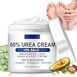 Urea Creme 60 Prozent - 200g Reparaturcreme für Füße und Hände, 60% Urea Fußcreme, Anti Hornhaut Creme Füße - Fusscreme Maximaler Stärke für Trockene, Rissige Fersen, Ellenbogen