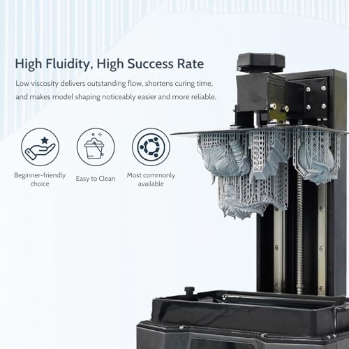 Image of 3D Printer Resin, 16K Upgraded Standard Photopolymer Resin, 405nm Fast UV-Curing Low Odor High Precision 3D Printing Resin for LCD /DLP /MSLA 3D Printer, 16K Grey 1000g