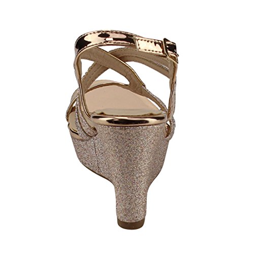 Image of Forever FQ22 Women's Glitter Strappy Wrapped Wedge Heel Platform Sandals